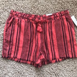 Navy & Coral Linen Short